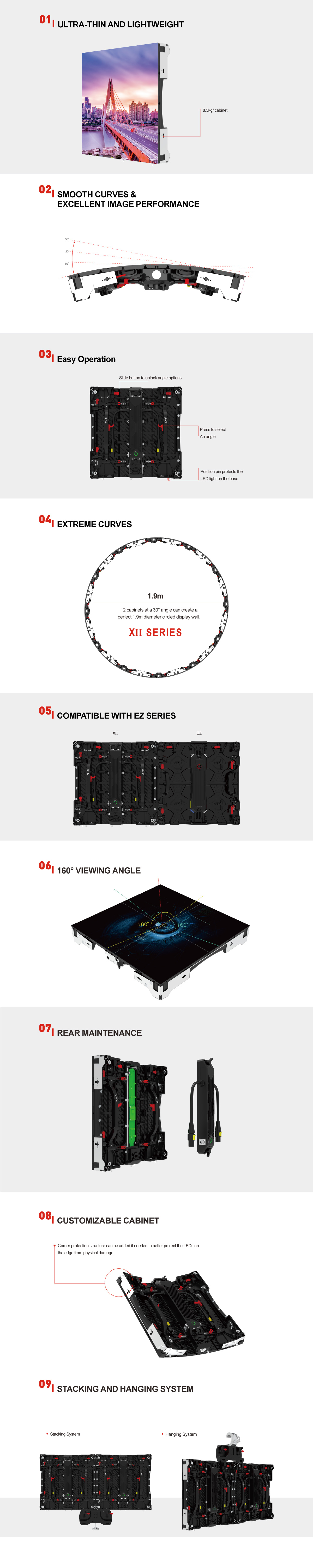 Features of INFiLED's new generation of LED curved screen