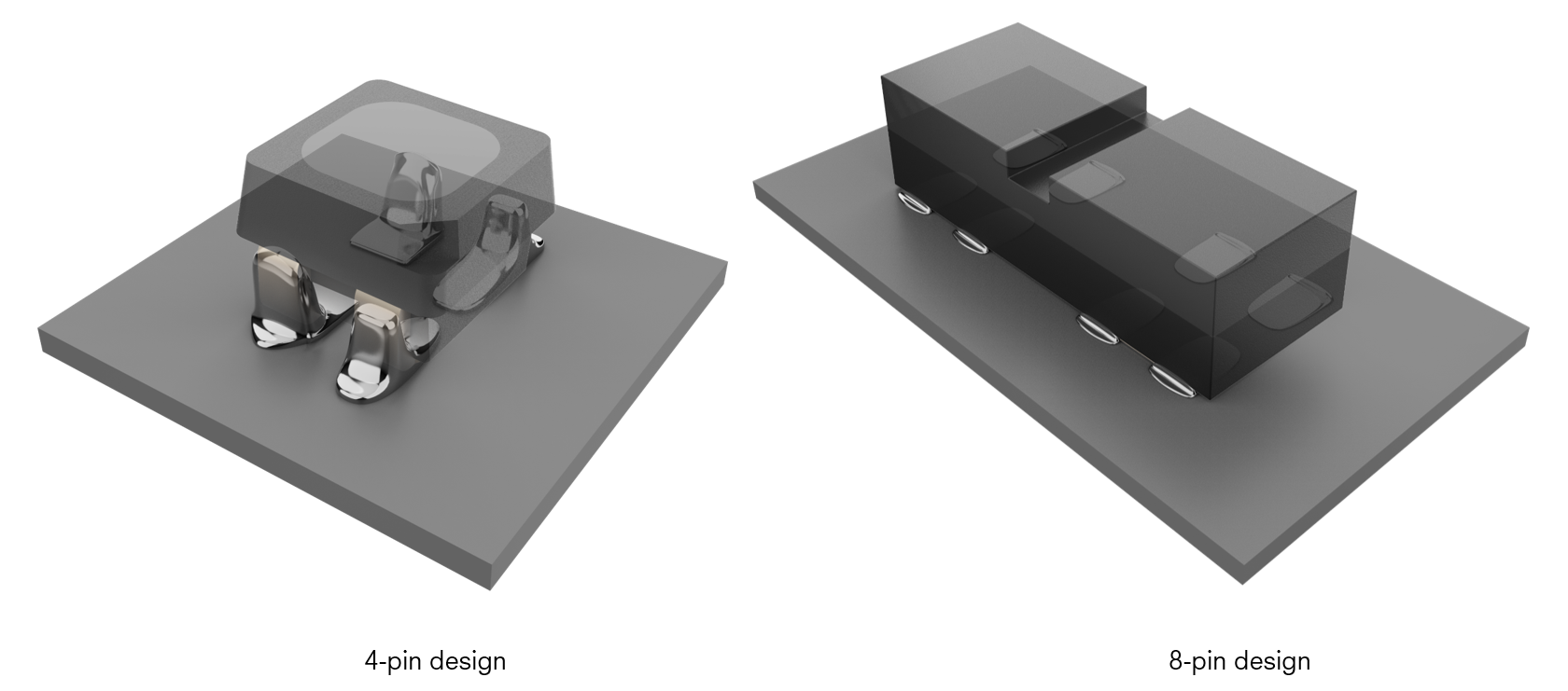  M2 uses a chip-type package with double the number of pins compared to conventional LEDs.